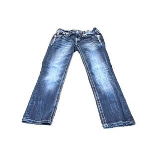Miss Me Signature Crop Embellished Wing Pocket Jeans Capri Size 26